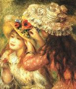 Girls Putting Flowers in their Hats Pierre Renoir